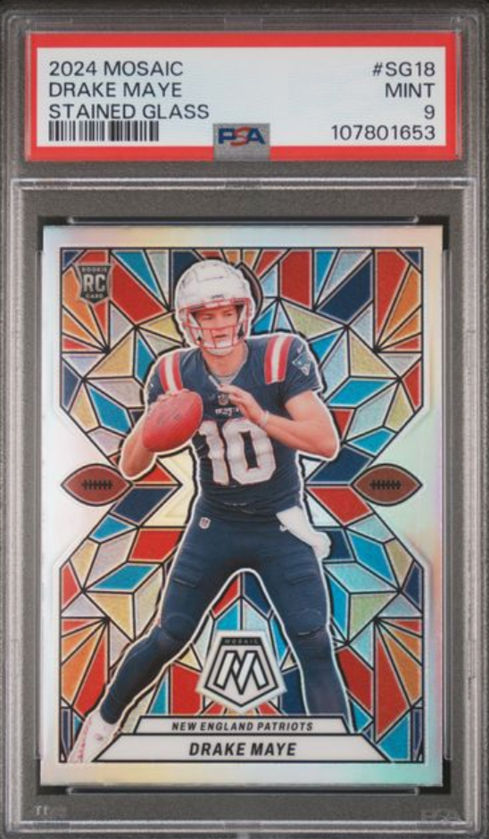 2024 Mosaic #SG18 Drake Maye Stained Glass MINT PSA 9