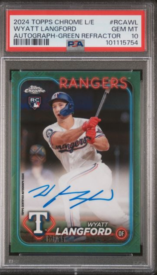 2024 Topps Chrome Logofractor Wyatt Langford Auto Green Refractor GEM MINT PSA 10