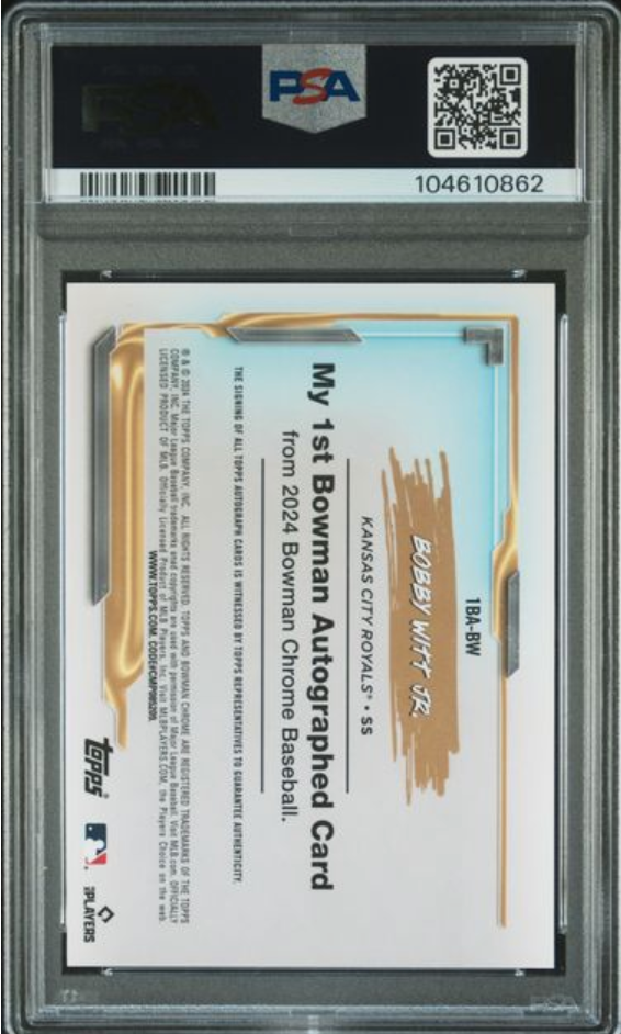 2024 Bowman Chrome Bobby WIllt, Jr. Mt 1st Bowman Auto Gold Mini-Diampnd Refractor PSA 10