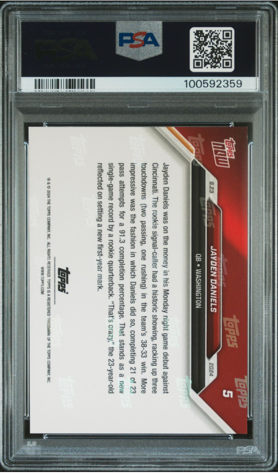 2024 Topps Now #5 Jayden Daniels GEM MT PSA 10