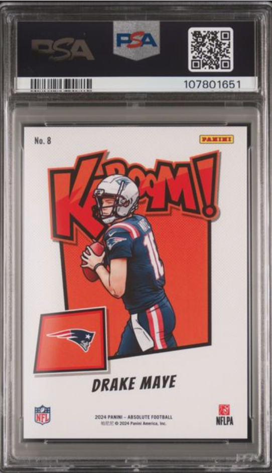 2024 Absolute #8 Drake Maye Kaboom GEM MINT PSA 10