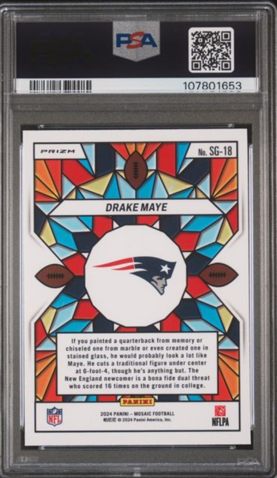 2024 Mosaic #SG18 Drake Maye Stained Glass MINT PSA 9