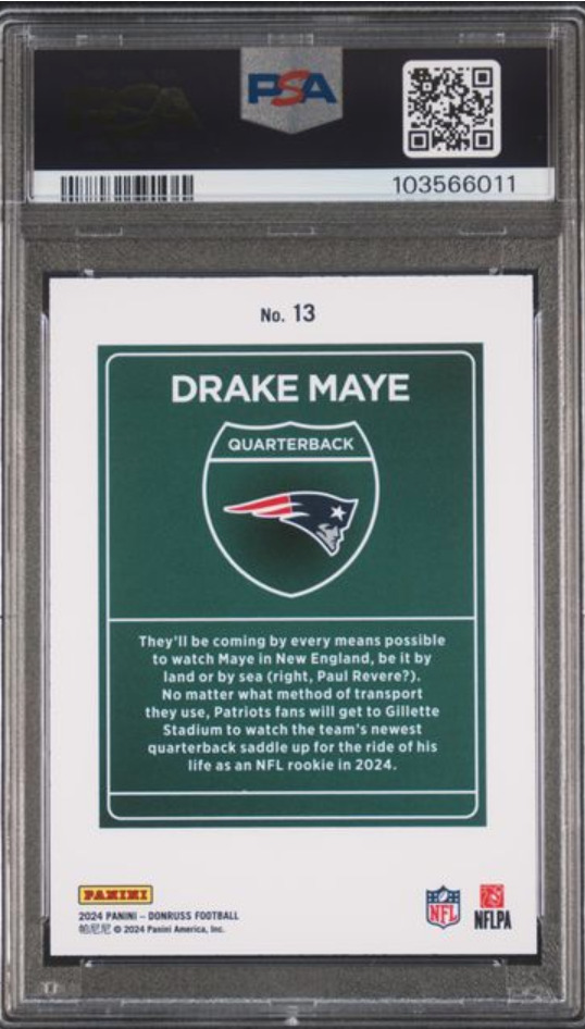 2024 Donruss Drake Maye Downtown MINT PSA 9
