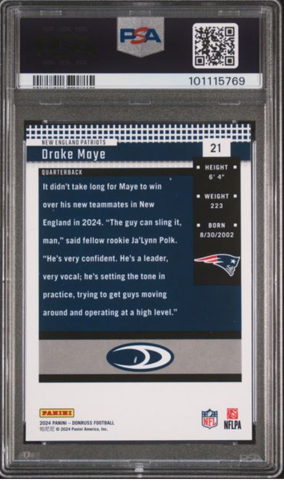 2024 Donruss #21 Drake Maye Retro 2004 GEM MINT PSA 10