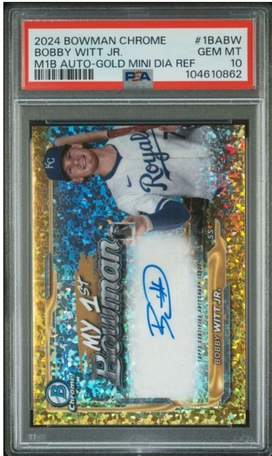 2024 Bowman Chrome Bobby WIllt, Jr. Mt 1st Bowman Auto Gold Mini-Diampnd Refractor PSA 10
