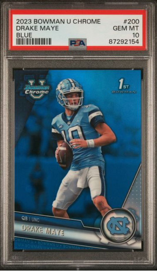 2023 Bowman U Chrome #200 Drake Maye Blue /199 GEM MINT PSA 10