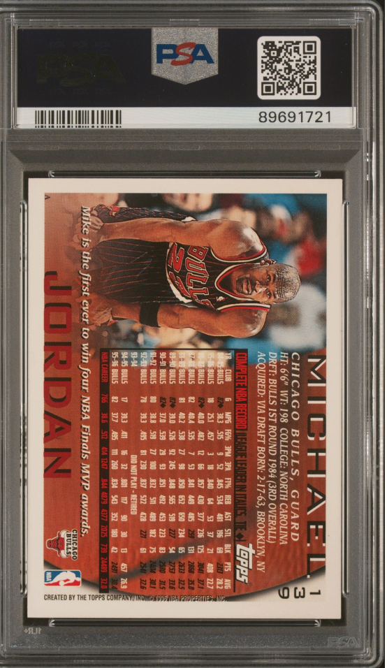 1996 TOPPS 139 MICHAEL JORDAN PSA 8