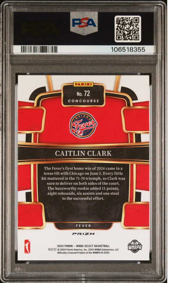 2024 Select Caitlin Clark Green Ice GEM MT PSA 10