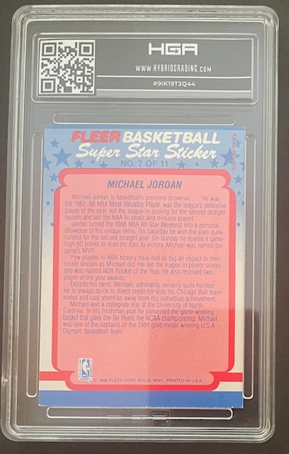 1998-99 Fleer Michael Jordan Sticker #7 HGA 7.5