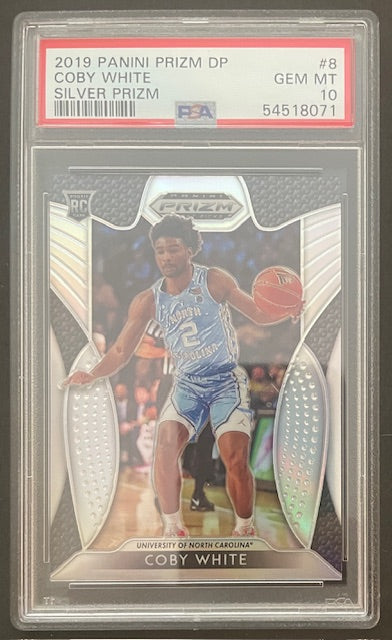 2019 Prizm Draft Pick Coby White #8 Silver Prizm PSA 10 GEM MINT