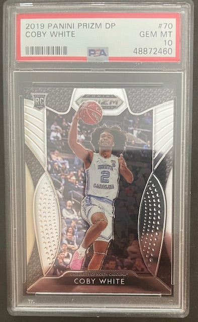 2019 Prizm Draft Pick Coby White #70 Rookie PSA 10 GEM MINT